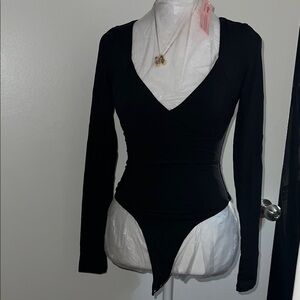 Elegant Black Long Sleeve Bodysuit